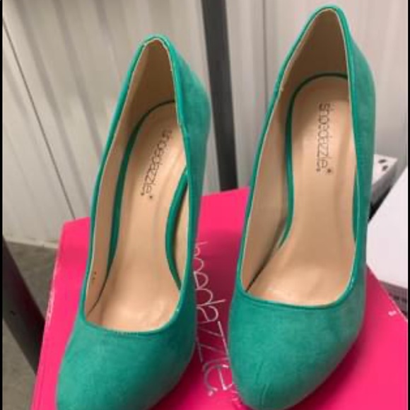 Green turquoise gold heels new shoe dazzle size 6 - Picture 4 of 4